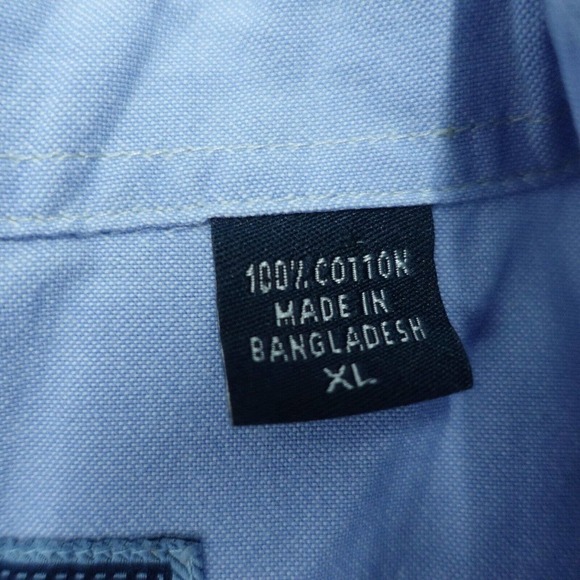 Izod Jeans Button Up Shirt Men's Size XL Blue Long Sleeve Collared 100% Cotton - Picture 4 of 11